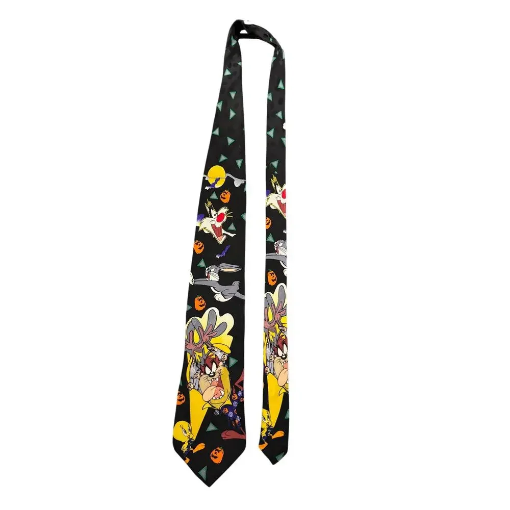 Looney Tunes Mania Halloween Taz Tweety Bugs Bunny Sylvester Necktie Pumpkin